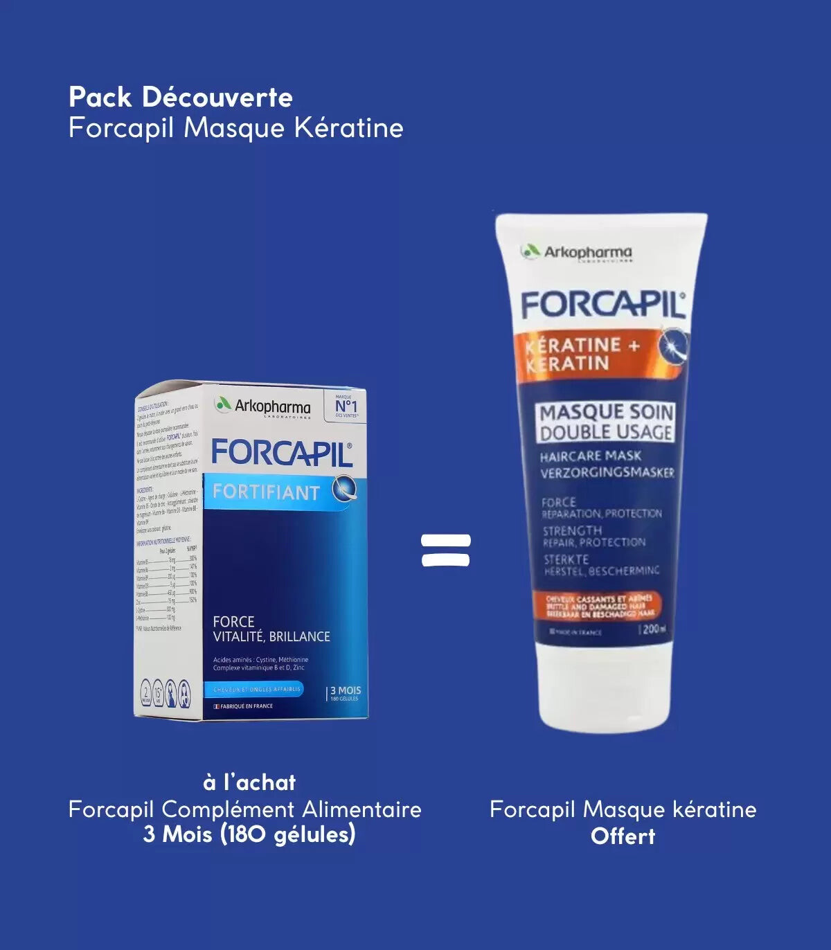 Arkopharma Forcapil Cheveux et ongles 180 gélules + Masque Kératine Arkopharma Forcapil Cheveux et ongles 180 gélules + Masque Kératine