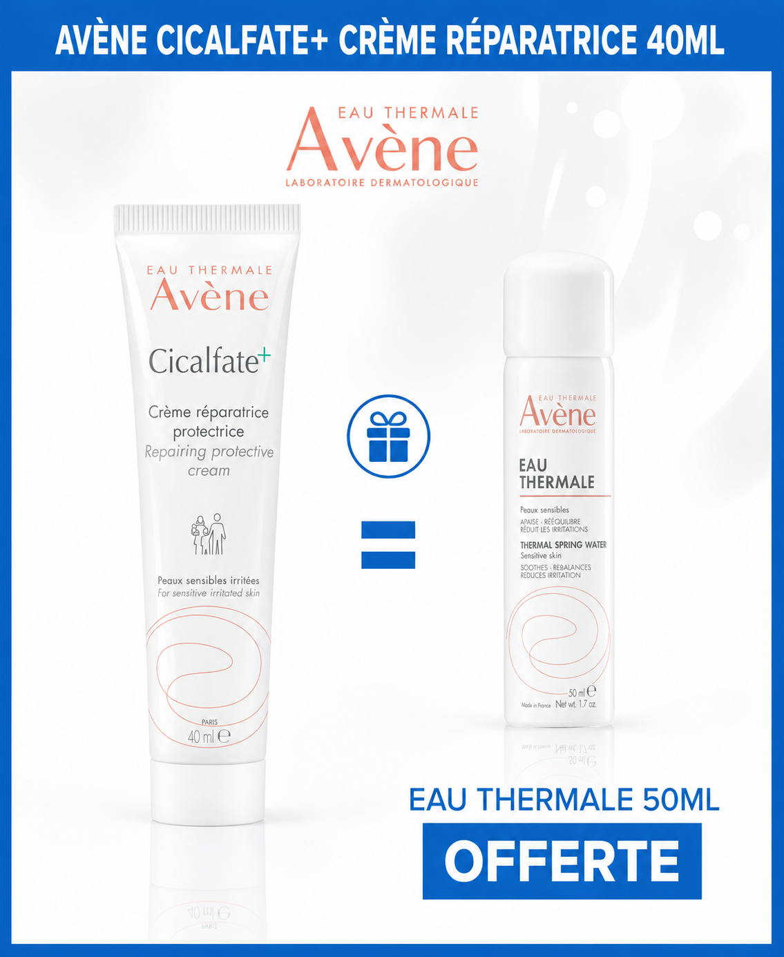 Avène Cicalfate+ Crème réparatrice 40 ml + Eau thermale 50 ml Avène Cicalfate+ Crème réparatrice 40 ml + Eau thermale 50 ml