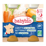Babybio Bol Bonne Nuit Carotte Courge butternut Riz 2 x 200 g dès 8 mois