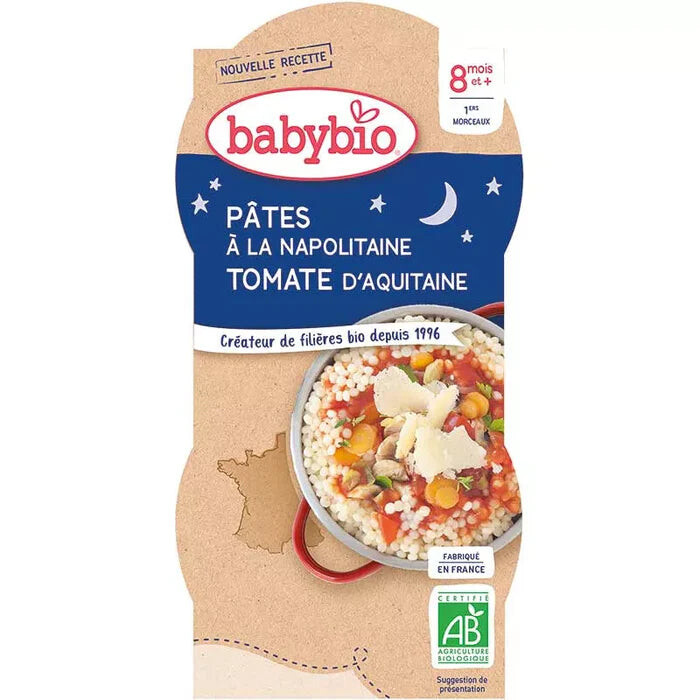 Babybio Bol Bonne Nuit Pâtes napolitaines 2 x 200 g dès 8 mois