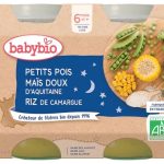 Babybio Bol Bonne Nuit Petits pois Maïs Riz 2 x 200 g dès 8 mois