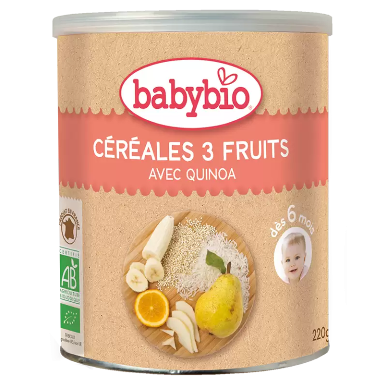 Babybio Céréales 3 Fruits 220 g dès 6 mois
