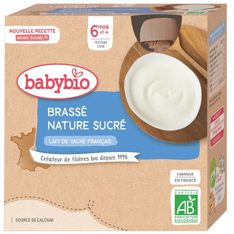 Babybio Gourde Brassé lait de vache nature 4 x 85 g dès 6 mois Babybio Gourde Brassé lait de vache nature 4 x 85 g dès 6 mois