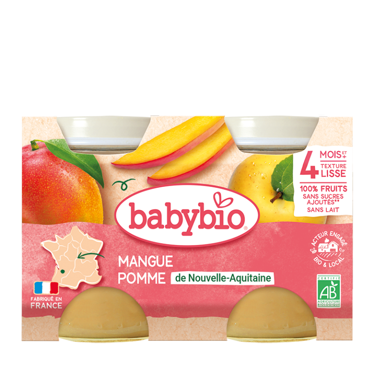 Babybio Petit pot Mangue Pomme 2 x 130 g dès 6 mois
