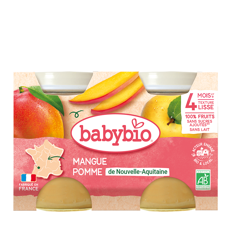 Babybio Petit pot Mangue Pomme 2 x 130 g dès 6 mois Babybio Petit pot Mangue Pomme 2 x 130 g dès 6 mois