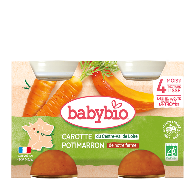 Babybio Pot Carotte potimarron dès 4 mois 2 x 130 g Babybio Pot Carotte potimarron dès 4 mois 2 x 130 g