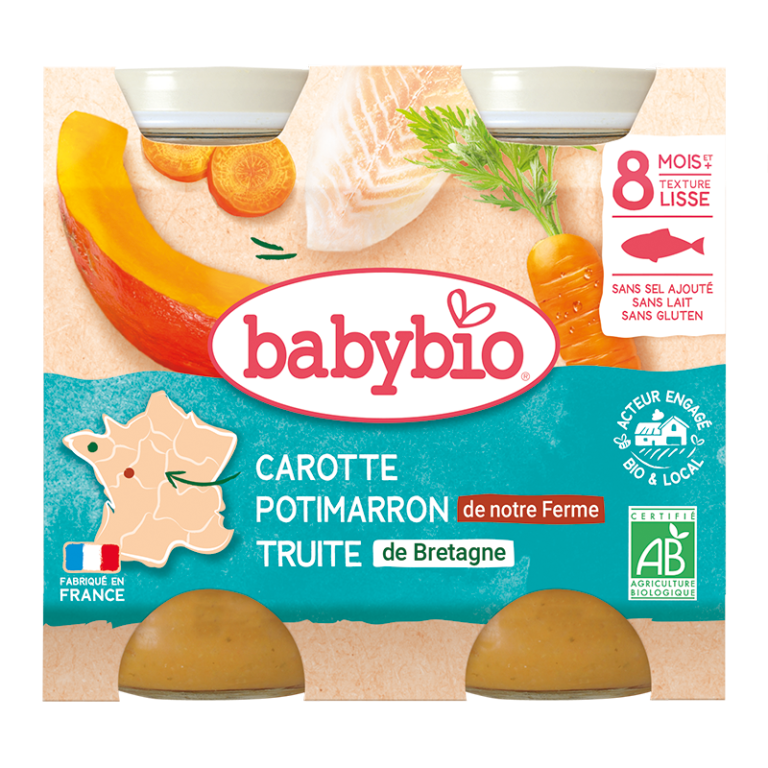 Babybio Pot Carotte potimarron truite dès 8 mois 2 x 200 g