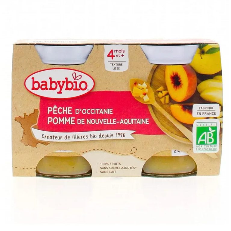 Babybio Pot Pêche dès 4 mois 2 x 130 g