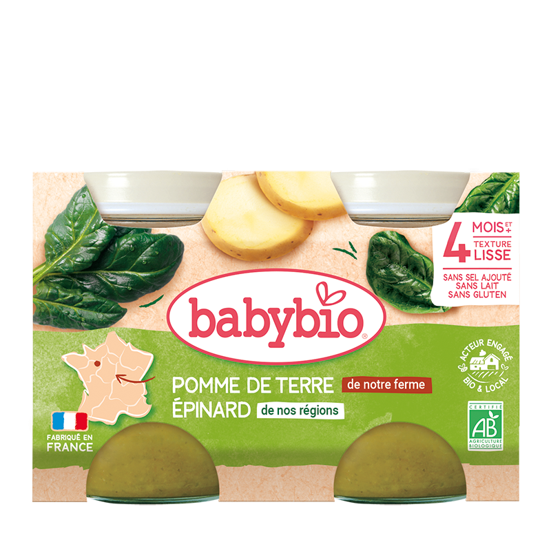 Babybio Pot Pomme de terre épinard dès 4 mois 2 x 130 g Babybio Pot Pomme de terre épinard dès 4 mois 2 x 130 g