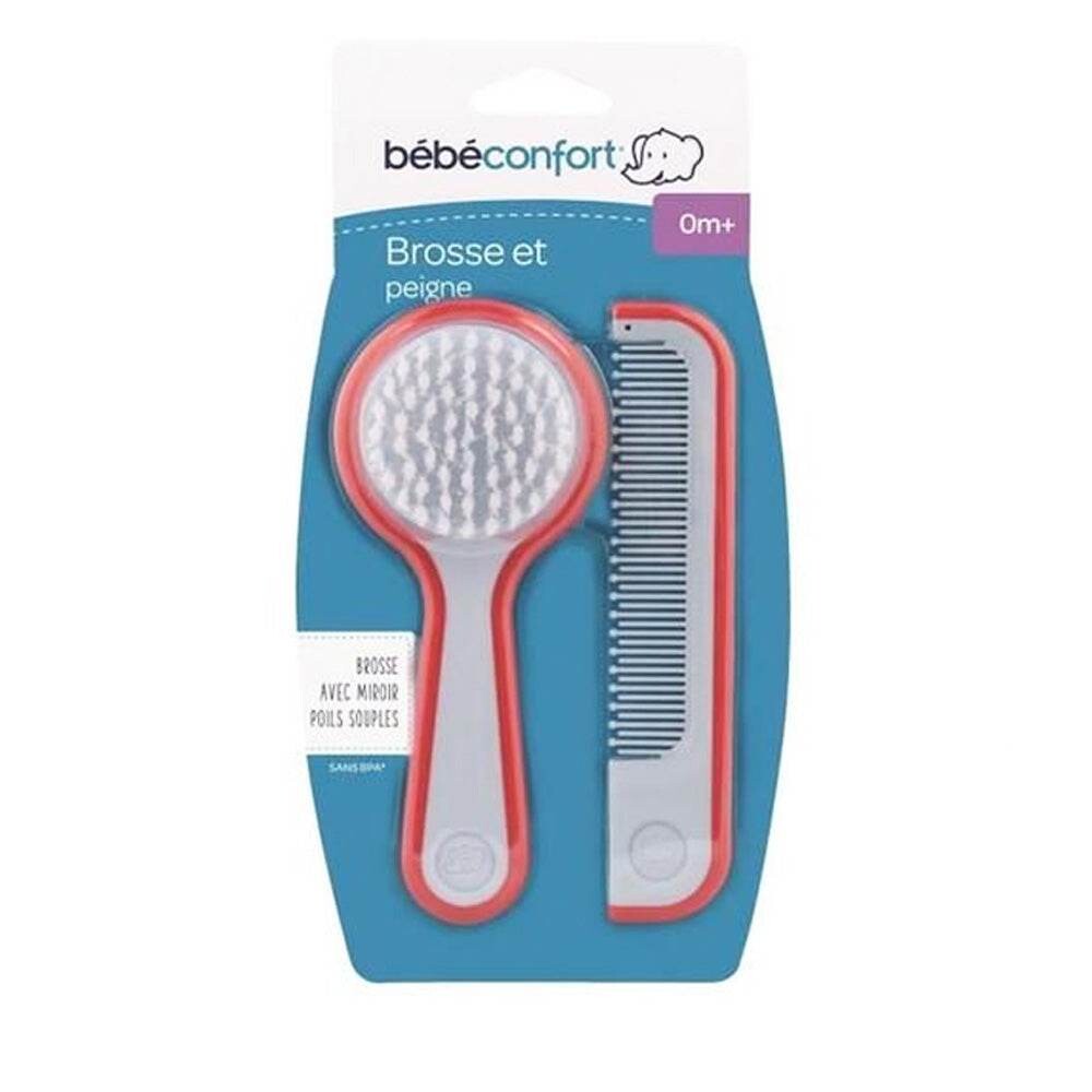 Bébé Confort Brosse, miroir et peigne rouge et blanc 0-6 mois Bébé Confort Brosse, miroir et peigne rouge et blanc 0-6 mois