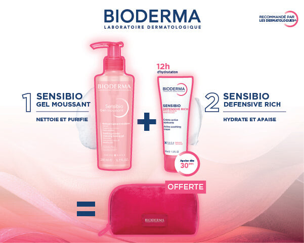 Bioderma Coffret Sensibio Gel moussant 200 ml + Defensive Rich 40 ml + trousse