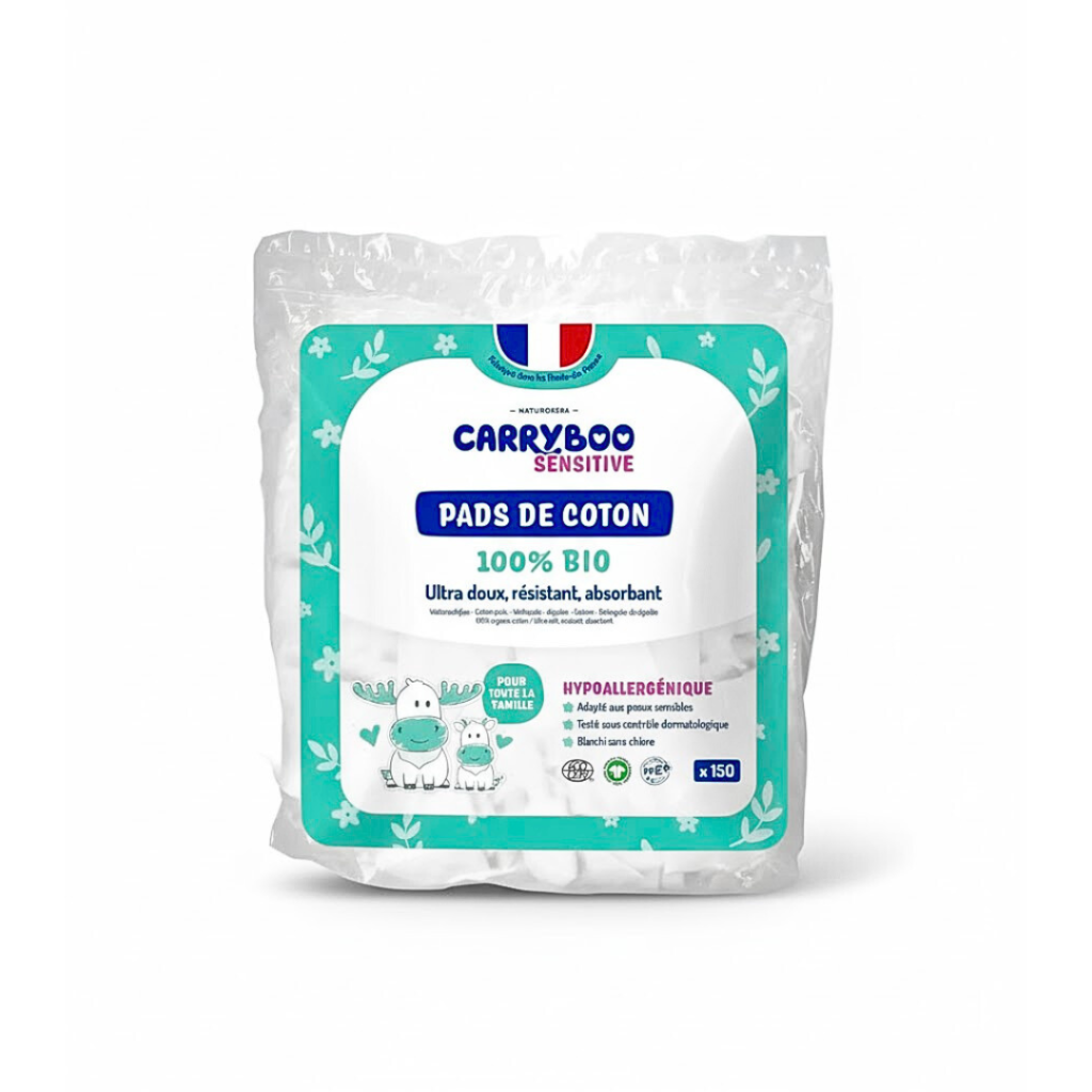 Carryboo Family Pads Carrés de coton démaquillants 150 pièces