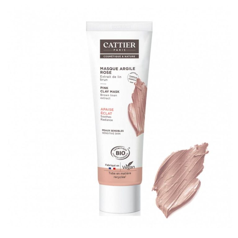 Cattier Masque argile rose extrait de lin brun bio 100 ml