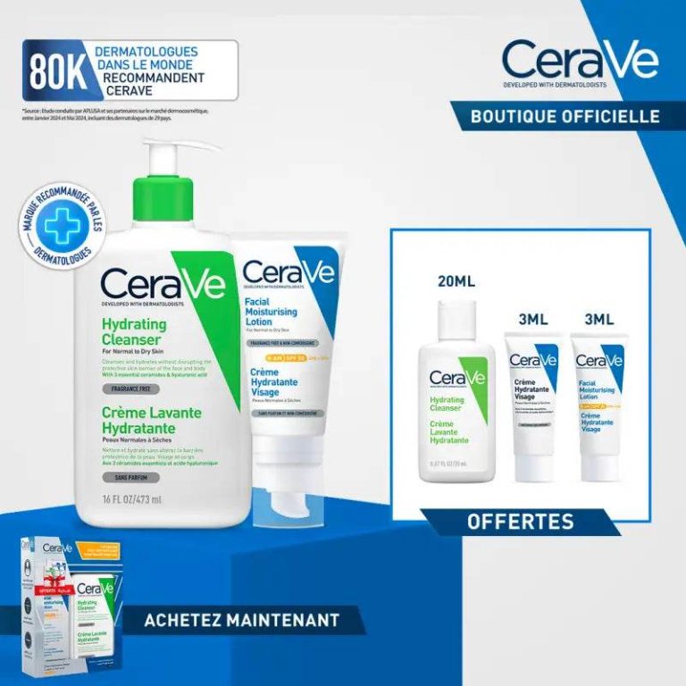 CeraVe Pack Crème lavante hydratante 473 ml + Crème hydratante visage SPF50 + 3 miniatures