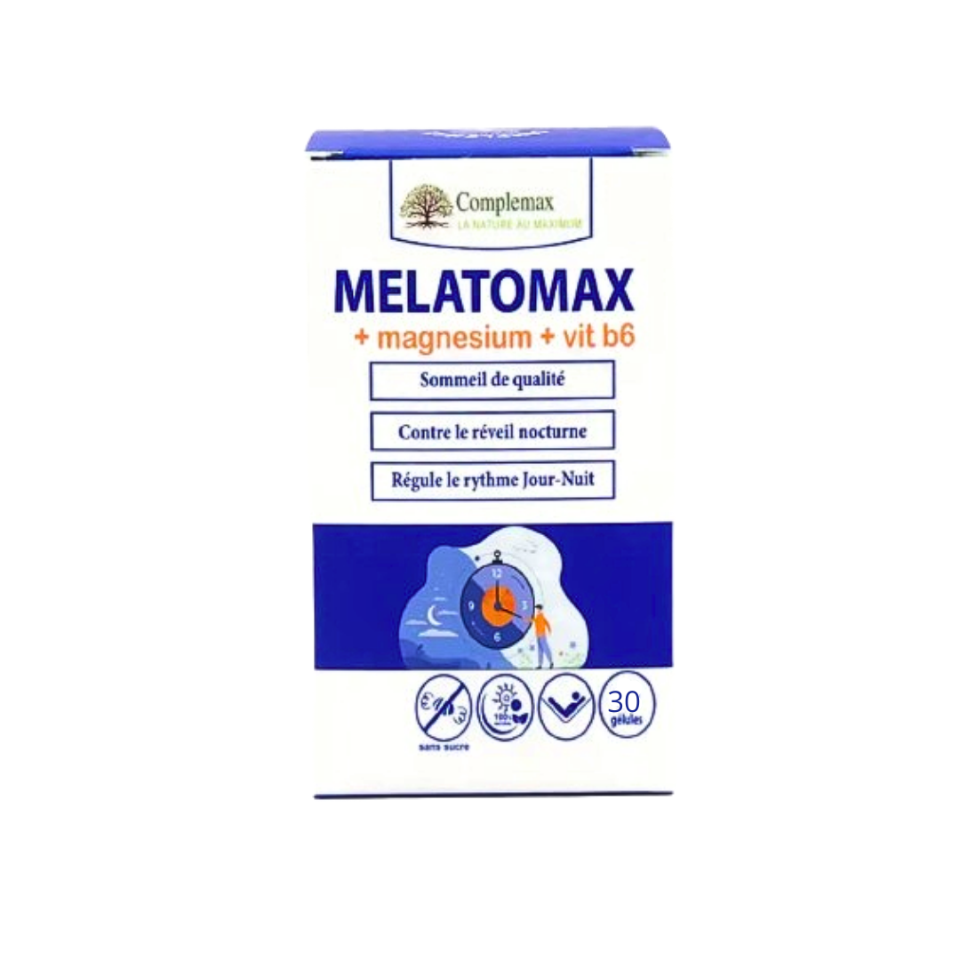 Complemax Melatomax Mélatonine + magnésium + B6 30 gélules Complemax Melatomax Mélatonine + magnésium + B6 30 gélules
