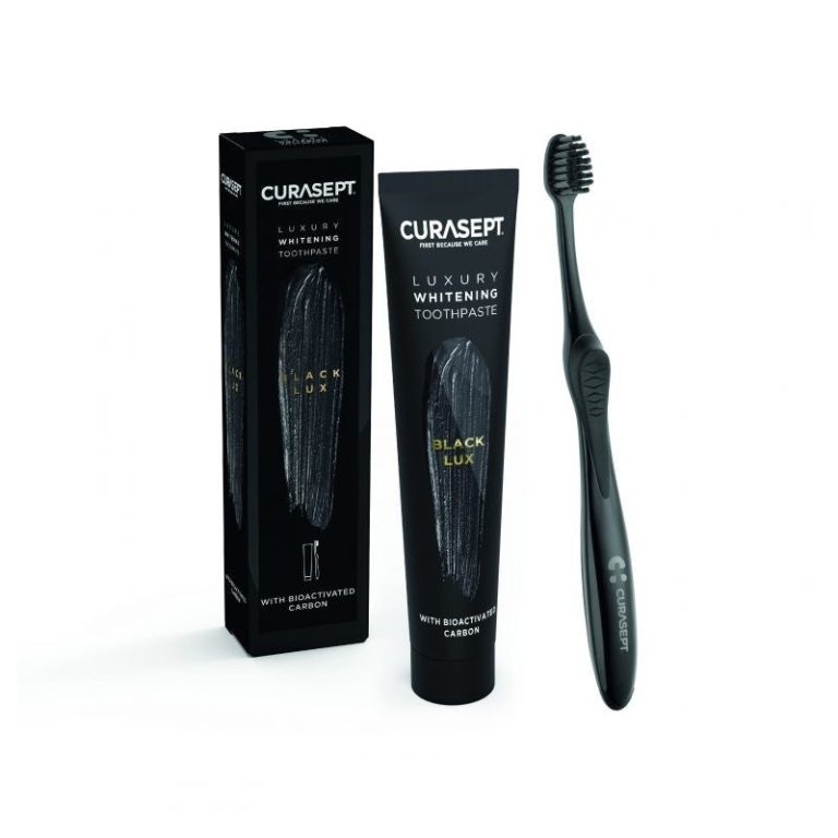 Curasept Pack Luxury Whitening Dentifrice Black 75 ml + Brosse à dents