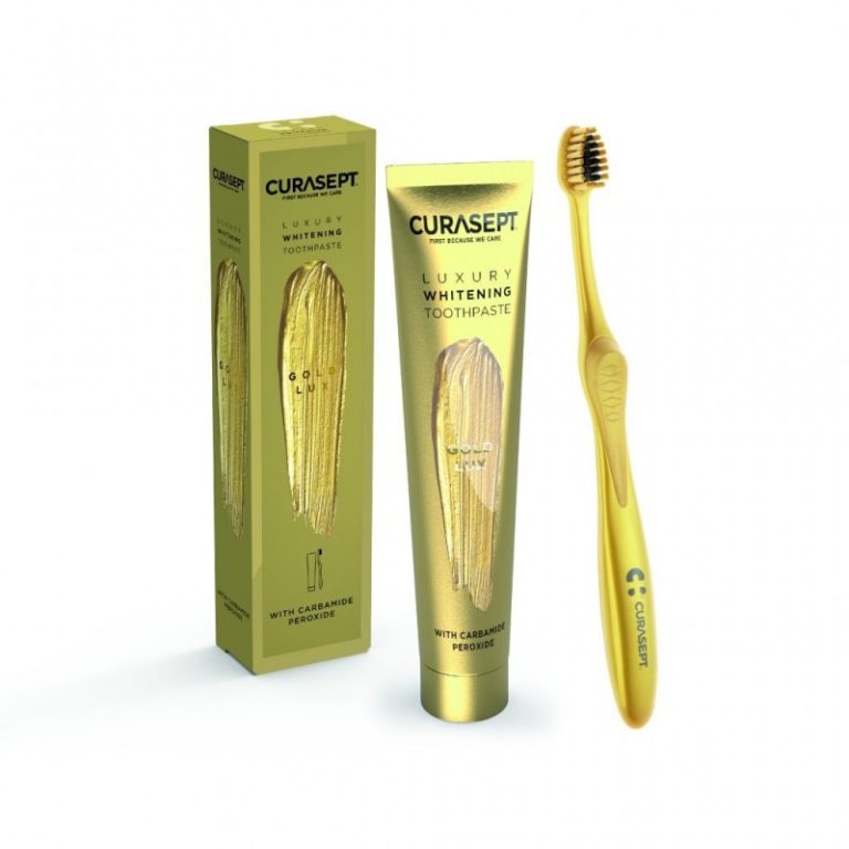 Curasept Pack Luxury Whitening Dentifrice Gold 75 ml + Brosse à dents