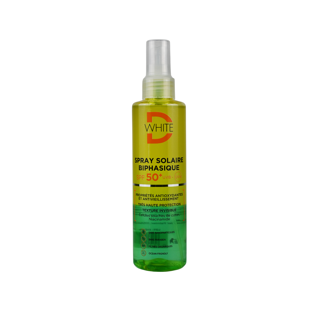 D-White Spray solaire biphasique SPF50+ 200 ml D-White Spray solaire biphasique SPF50+ 200 ml