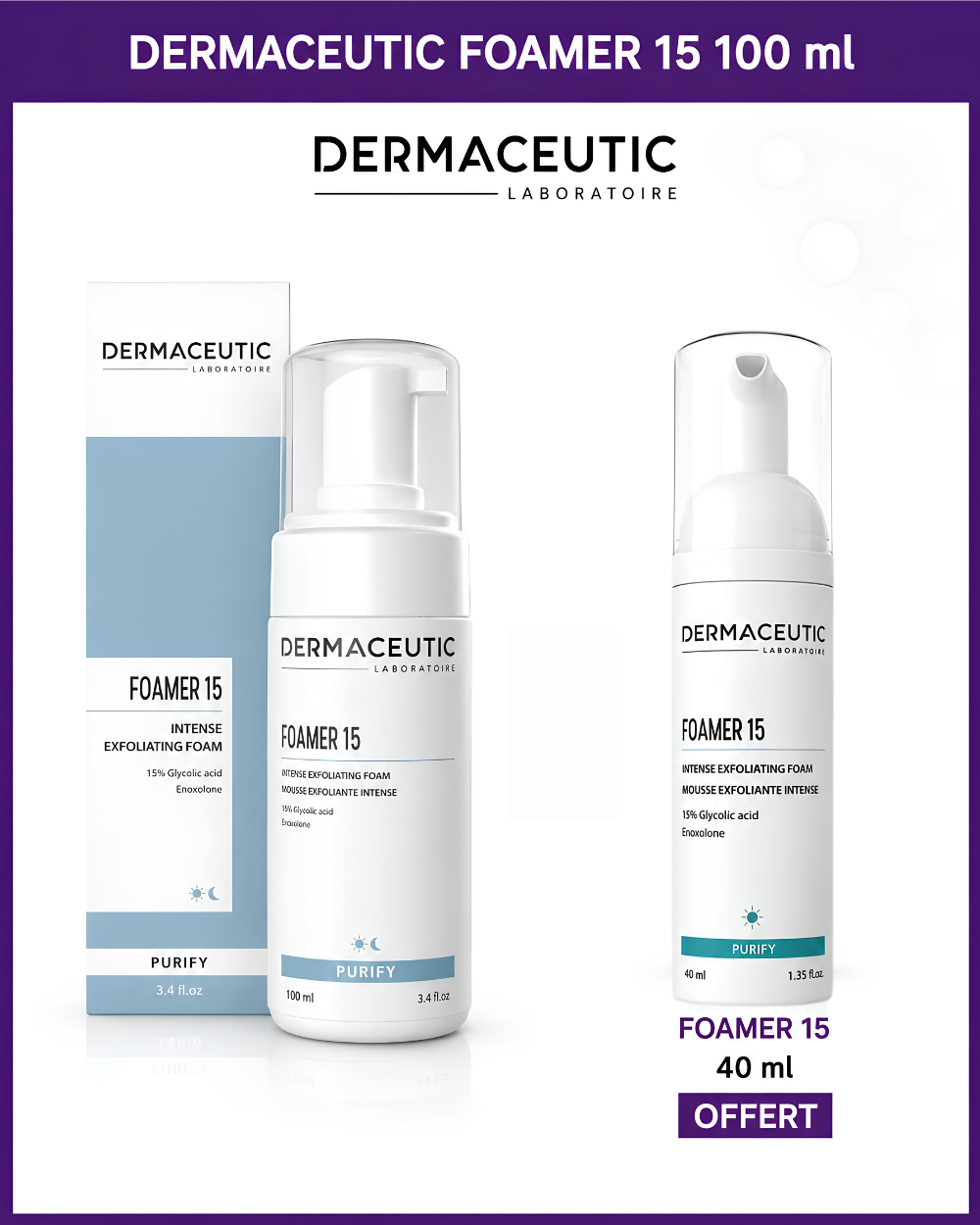 Dermaceutic Foamer 15 Nettoyant expert 100 ml + Foamer 15 40 ml Dermaceutic Foamer 15 Nettoyant expert 100 ml + Foamer 15 40 ml
