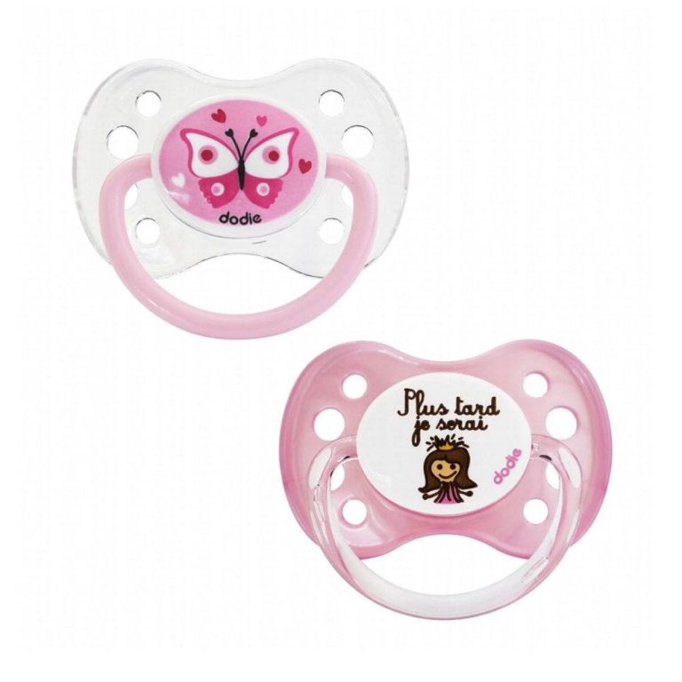 Dodie 2 sucettes anatomiques Papillon et Princesse +6 mois A13