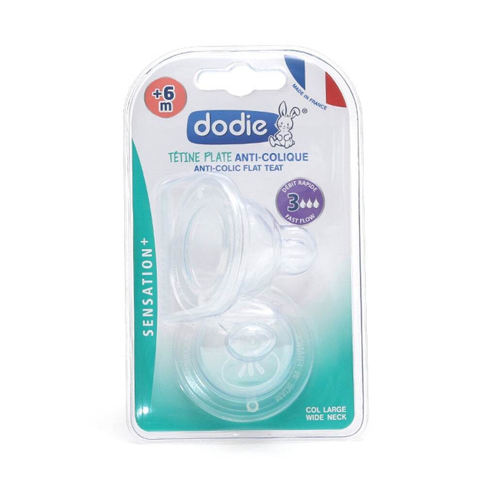 Dodie Sensation+ 2 tétines plates col large débit 3 +6 mois Dodie Sensation+ 2 tétines plates col large débit 3 +6 mois