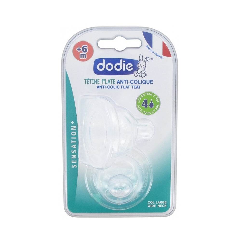 Dodie Sensation+ 2 tétines plates col large débit 4 +6 mois Dodie Sensation+ 2 tétines plates col large débit 4 +6 mois