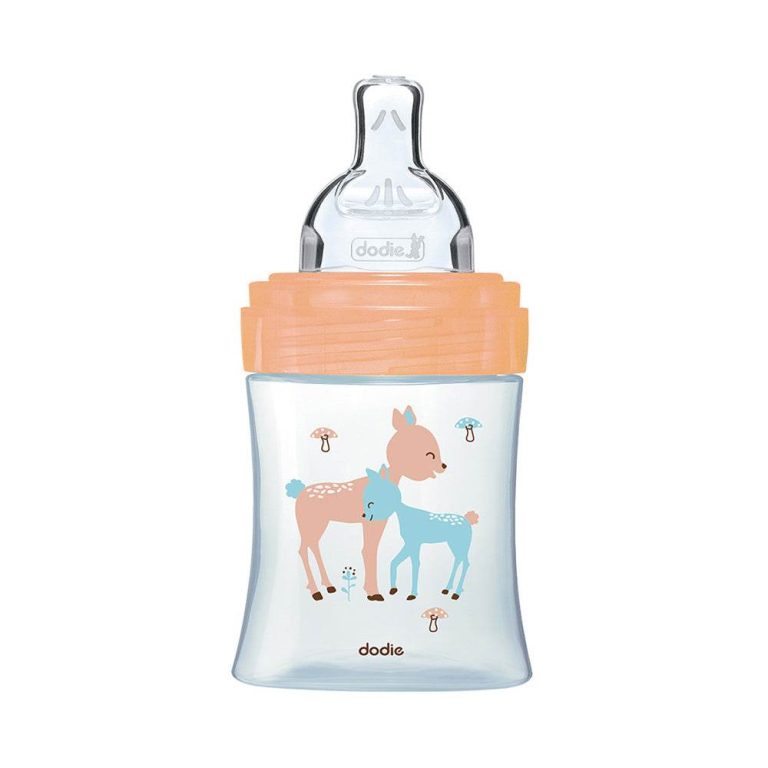 Dodie Sensation+ Biberon verre anti-colique tétine plate débit lent Biche 0-6 mois 150 ml