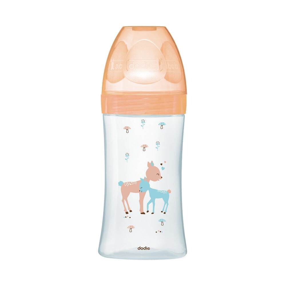 Dodie Sensation+ Biberon verre anti-colique tétine plate débit lent Biche 0-6 mois 270 ml