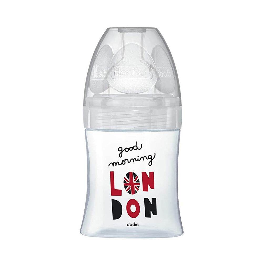 Dodie Sensation+ Biberon verre anti-colique tétine plate débit lent London +0 mois 150 ml