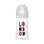 Dodie Sensation+ Biberon verre anti-colique tétine plate débit lent London +0 mois 270 ml