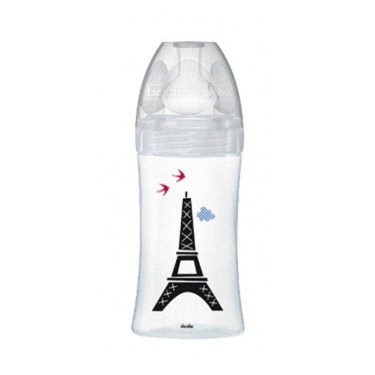 Dodie Sensation+ Biberon verre anti-colique tétine plate débit lent Paris +0 mois 270 ml