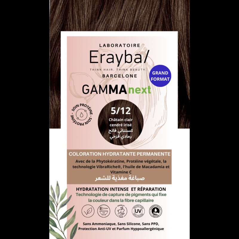 Erayba Coloration hydratante permanente Châtain clair cendré irisé Erayba Coloration hydratante permanente Châtain clair cendré irisé