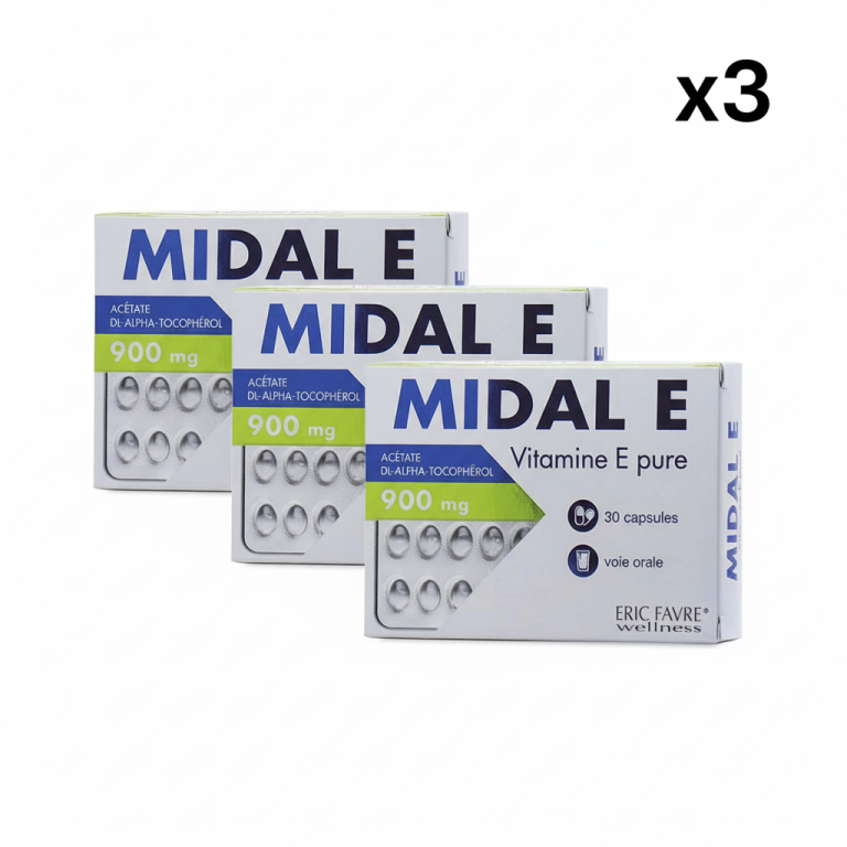 Eric Favre Midal E Vitamine E pure 900 mg Lot de 3 x 30 capsules