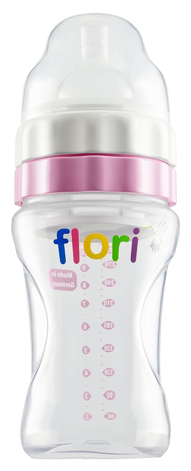 Flori Mix Biberon anti-colique 300 ml Rose Flori Mix Biberon anti-colique 300 ml Rose