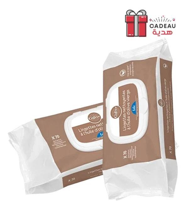 Gifrer Lingettes nettoyantes à l'huile d'olive vierge Lot de 2 x 70