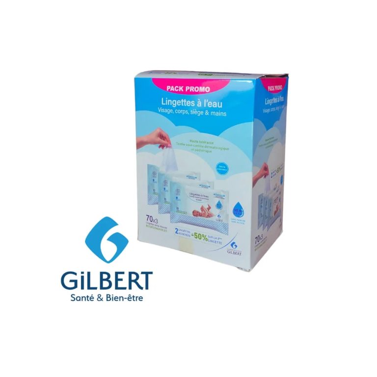 Gilbert Lingettes à l'eau bébé Lot de 3 x 70