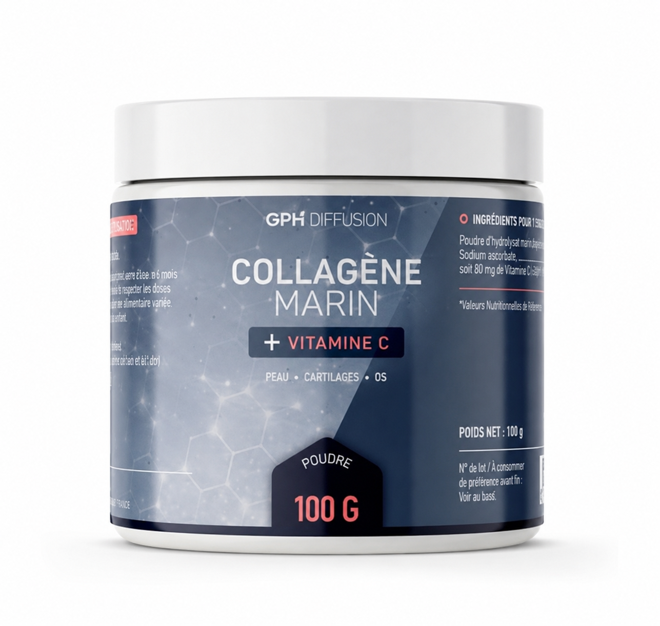 GPH Collagène marin + vitamine C poudre 100 g GPH Collagène marin + vitamine C poudre 100 g