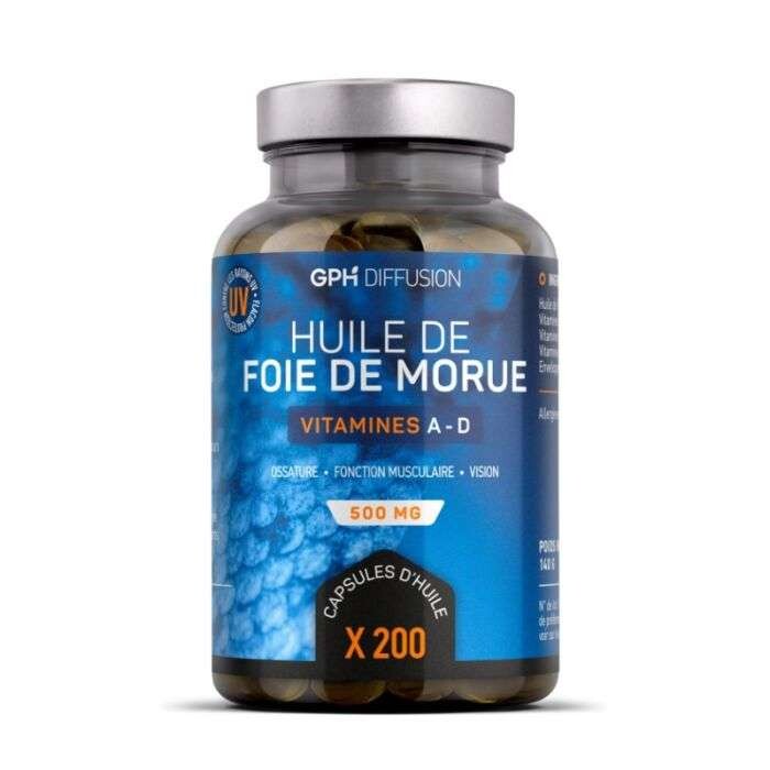 GPH Diffusion Huile de foie de morue 500 mg 200 capsules GPH Diffusion Huile de foie de morue 500 mg 200 capsules