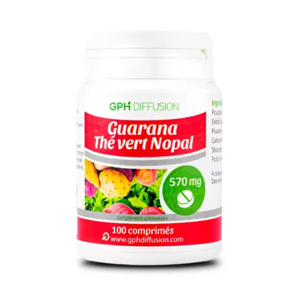 GPH Guarana Thé vert Nopal 570 mg 100 comprimés GPH Guarana Thé vert Nopal 570 mg 100 comprimés