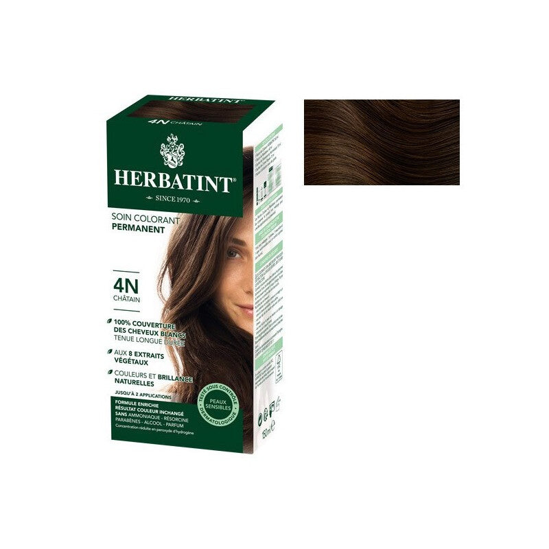 Herbatint Soin colorant permanent 4N Châtain 150 ml Herbatint Soin colorant permanent 4N Châtain 150 ml