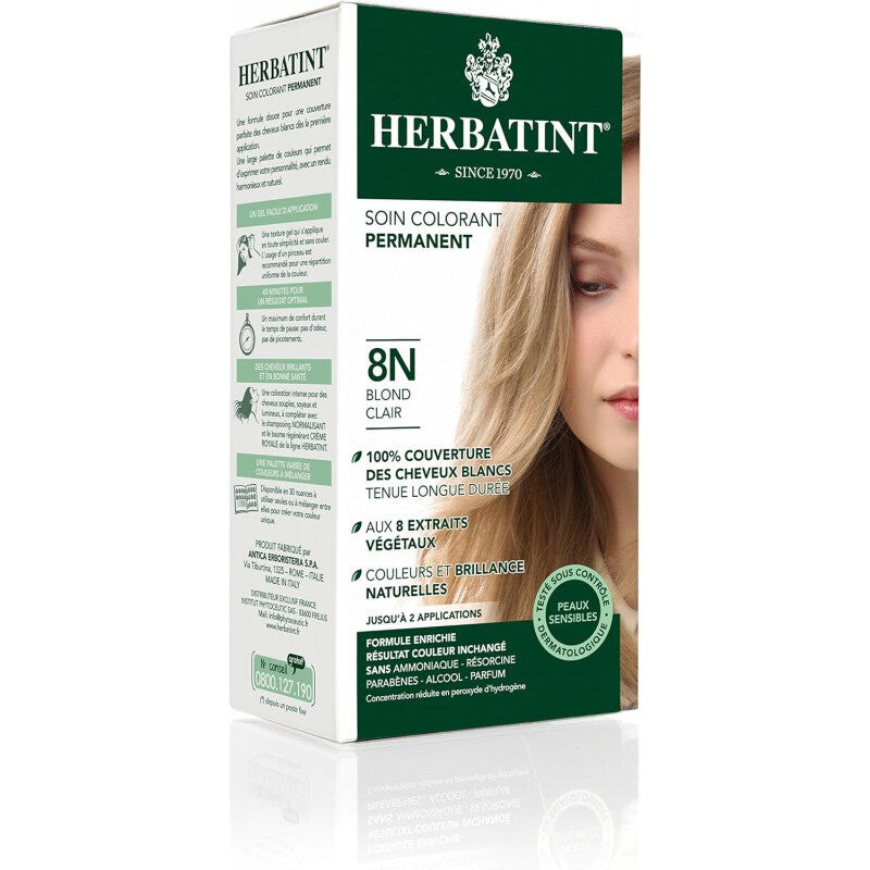 Herbatint Soin colorant permanent 8N Blond clair Herbatint Soin colorant permanent 8N Blond clair