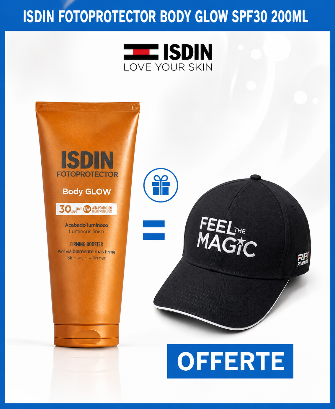 ISDIN Fotoprotector Body Glow SPF30 200 ml + Casquette ISDIN Fotoprotector Body Glow SPF30 200 ml + Casquette
