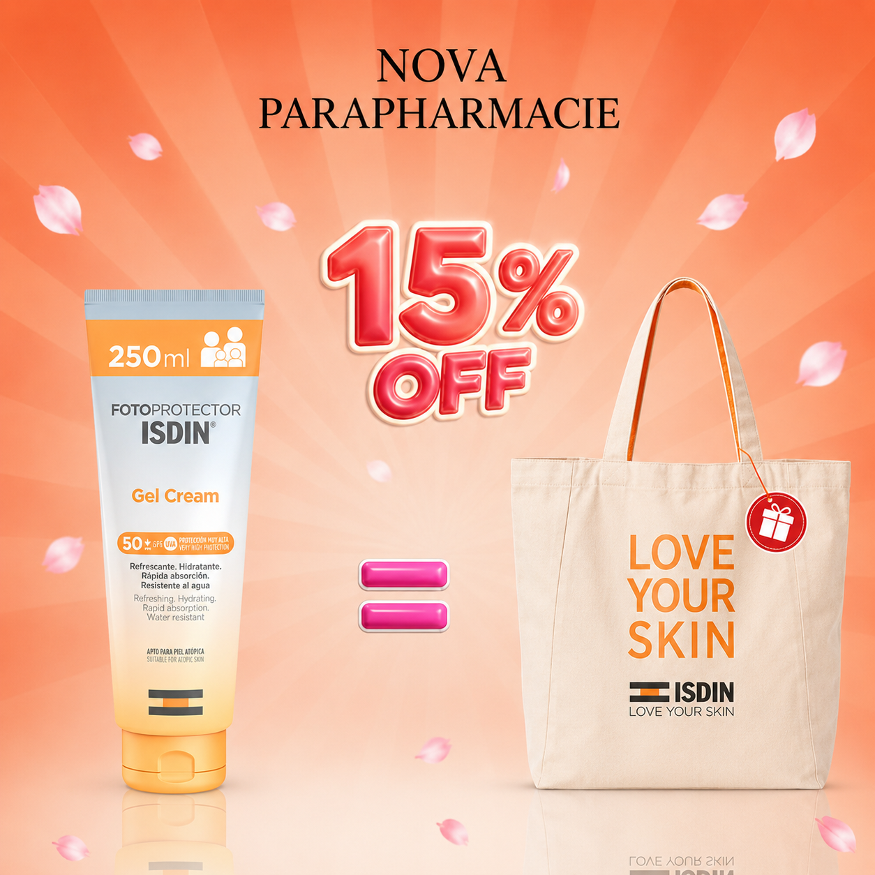ISDIN Fotoprotector Gel Cream SPF50+ 250 ml + Tote bag ISDIN Fotoprotector Gel Cream SPF50+ 250 ml + Tote bag