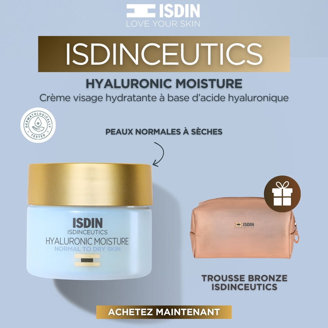 ISDIN Isdinceutics Hyaluronic Moisture Peaux normales à sèches 50 g + Trousse ISDIN Isdinceutics Hyaluronic Moisture Peaux normales à sèches 50 g + Trousse
