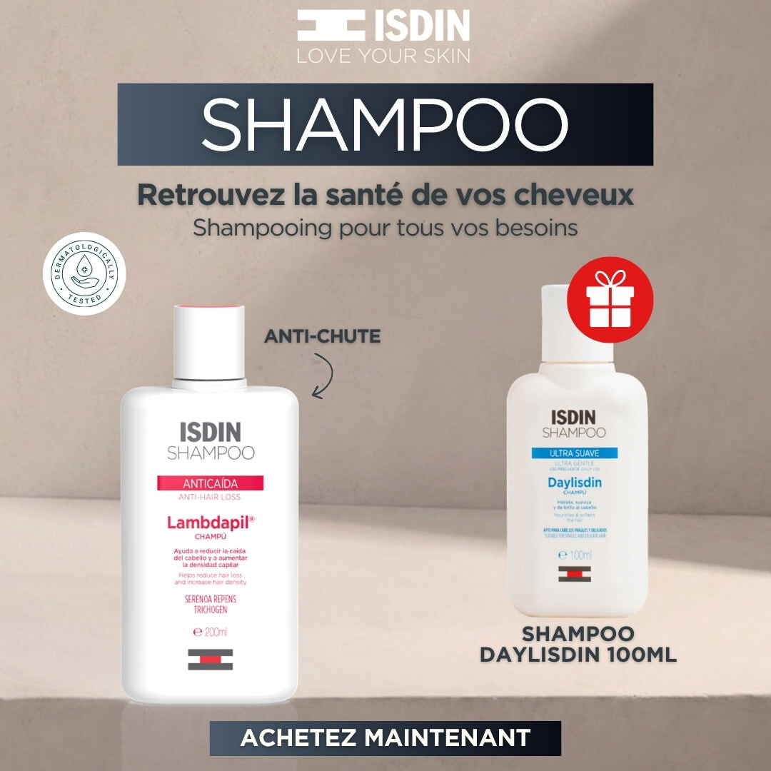 ISDIN Lambdapil Shampooing antichute 200 ml + Daylisdin 100 ml ISDIN Lambdapil Shampooing antichute 200 ml + Daylisdin 100 ml
