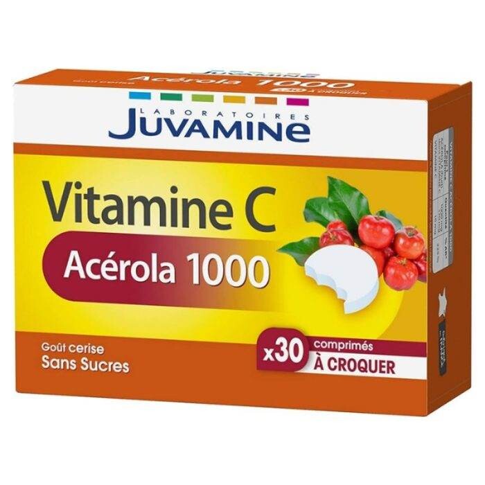 Juvamine Vitamine C Acérola 500 mg 30 comprimés à croquer Juvamine Vitamine C Acérola 500 mg 30 comprimés à croquer
