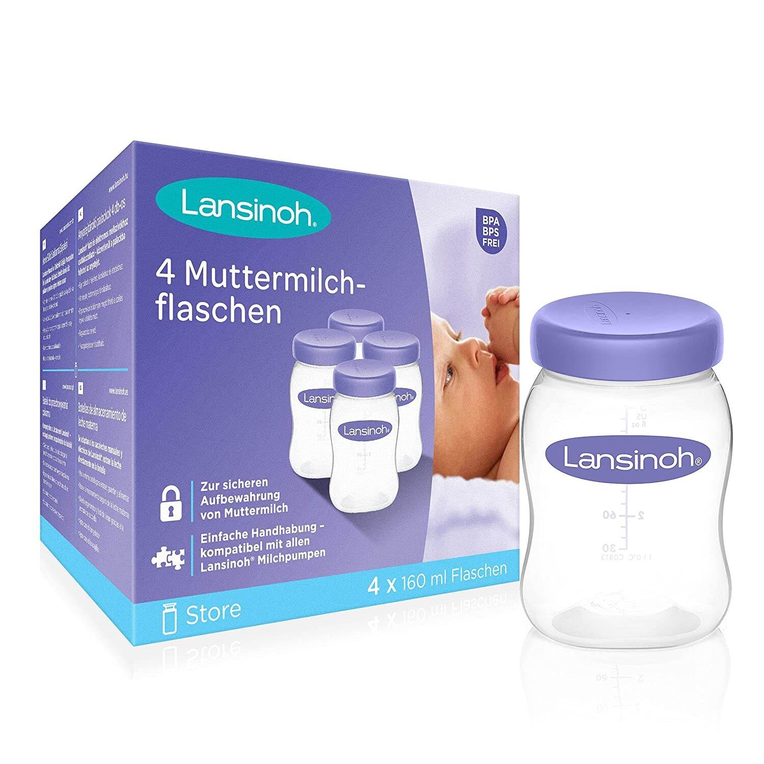 Lansinoh Bouteilles de conservation 4 x 160 ml Lansinoh Bouteilles de conservation 4 x 160 ml
