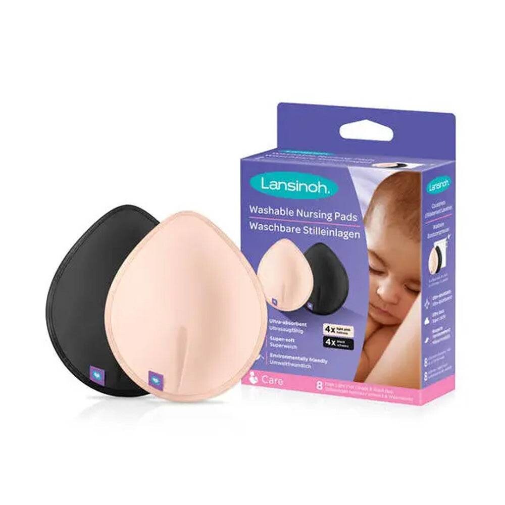 Lansinoh Coussinets d'allaitement lavables rose/noir x 8