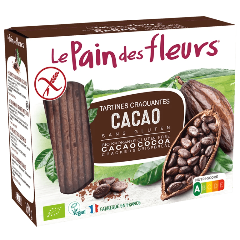 Le Pain des Fleurs Tartines craquantes au cacao bio sans gluten 150 g