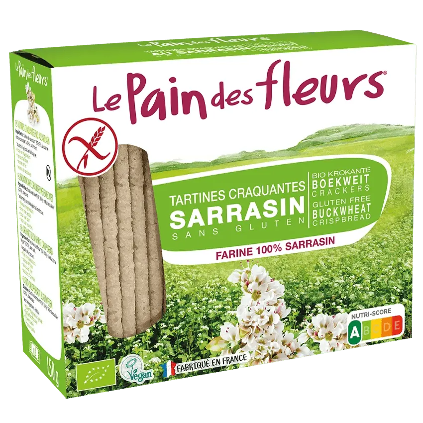 Le Pain des Fleurs Tartines craquantes au sarrasin bio sans gluten 100 g Le Pain des Fleurs Tartines craquantes au sarrasin bio sans gluten 100 g